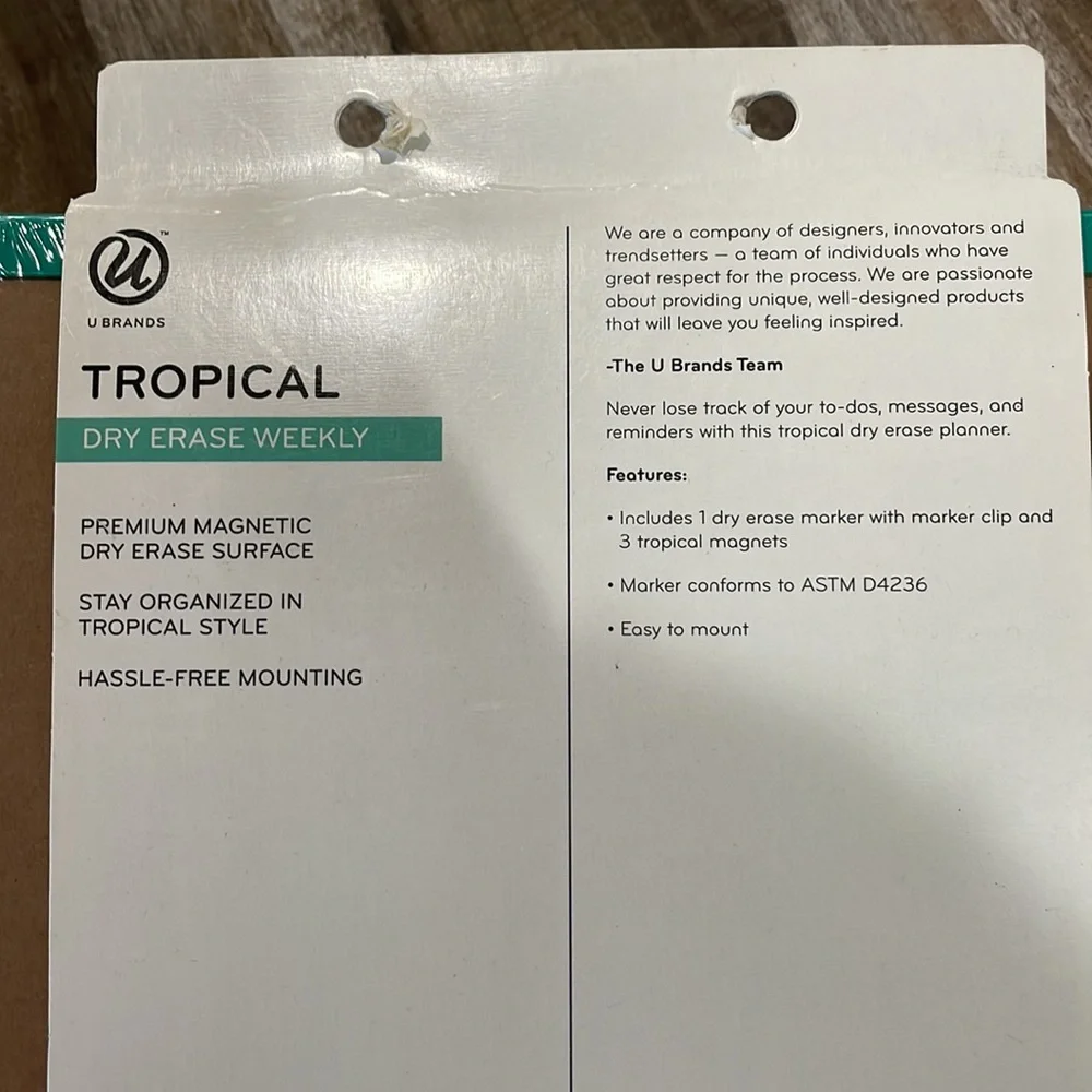 U Brands Tropical Dry Erase Weekly Calendar